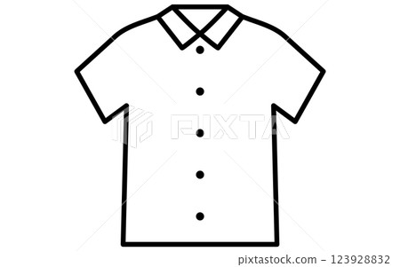 紐扣式開領襯衫，簡單的黑白線畫圖標 123928832