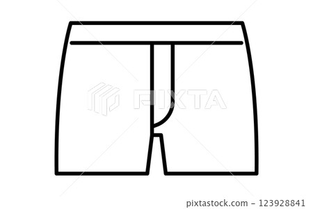 Men's underwear, undergarments, boxer shorts, simple black and white line icon Men's underwear, undergarments, boxer shorts, simple black and white line icon 123928841