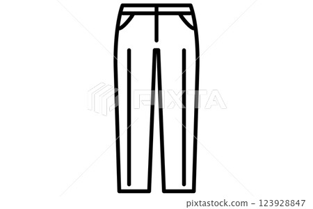 Bottoms, trousers (slacks) with folds, simple black and white line icon 123928847