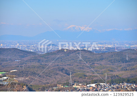 Aichi Prefecture: View of Mt. Ibuki from the Iwasuyama Observatory in Seto City 123929525