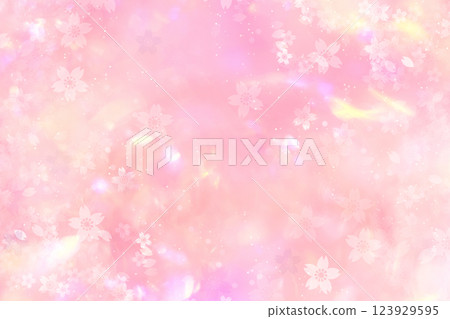 Pink background of falling cherry blossoms, maiden's radiance 123929595