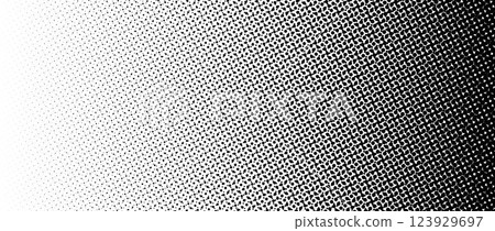 Black halftone gradient background. Fading overlapping dotted half tone texture. Vanishing polka dot backdrop. Alternative raster pixel gradation pattern. Vector comic pop art overlay wallpaper 123929697