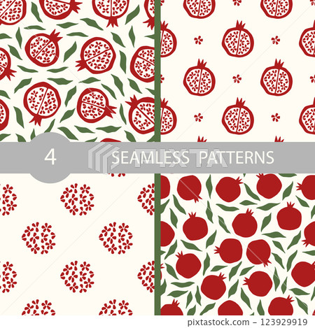 Vector seamless pattern with fruit pomegranate Vector seamless pattern with fruit pomegranate 123929919