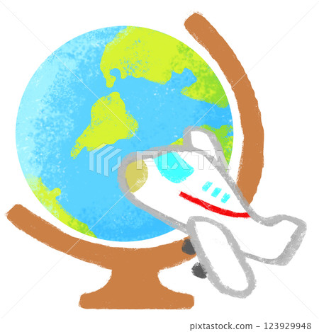 簡單的插圖，蠟筆觸感，環遊世界 123929948