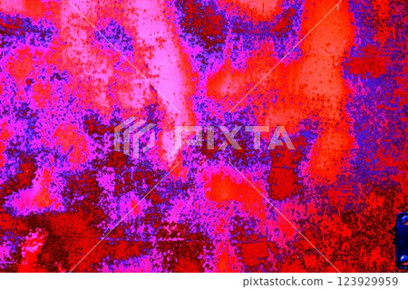 Metal sheet rusty faded texture. Peeling old paint. Background from a steel plate. 123929959