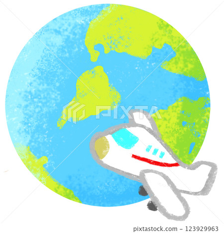 Simple illustration, crayon touch, travel around the world Simple illustration, crayon touch, travel around the world 123929963