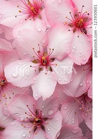 Beautiful spring natural background with pink cherry blossom flowers close up macro 123930601