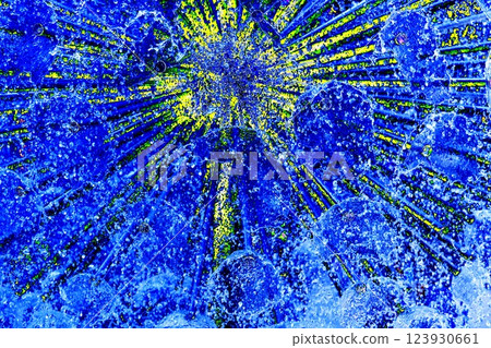 Fountain water flow. Splash of water in the fountain, abstract image. Changed color scheme. Fountain water flow. Splash of water in the fountain, abstract image. Changed color scheme. 123930661