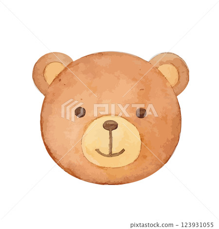 A simple illustration of a bear's face with a cute watercolor touch A simple illustration of a bear's face with a cute watercolor touch 123931055