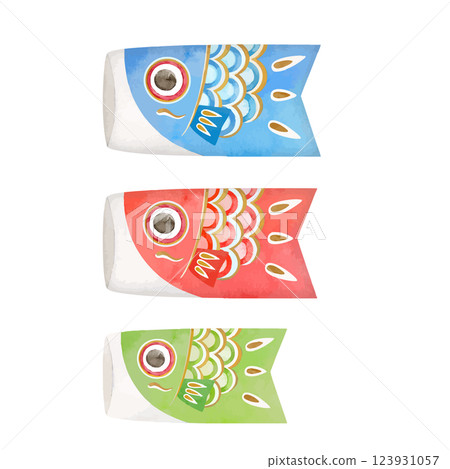 可愛的水彩鯉魚旗插圖 可愛的水彩鯉魚旗插圖 123931057