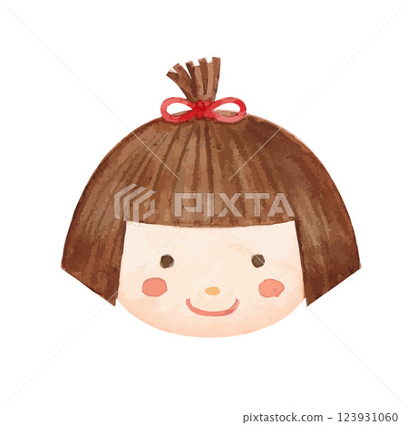 金太郎臉部的可愛水彩畫 123931060