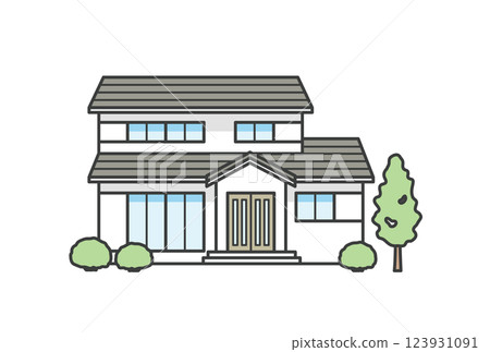 日式或日式現代房屋的插圖 日式或日式現代房屋的插圖 123931091