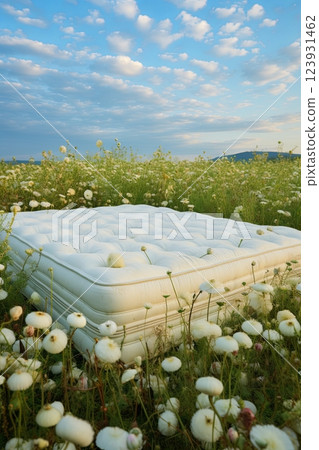 Double white mattress in realistic style on white background isolated. Double white mattress in realistic style on white background isolated. 123931462