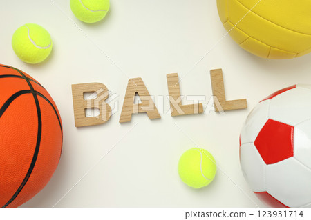 Balls for various sports on a light background Balls for various sports on a light background 123931714