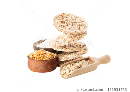PNG, crisp bread with wheat and corn flour, isolated on white background. 123931733
