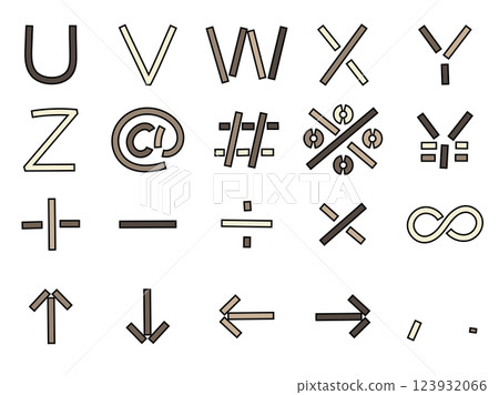 Cute monochrome letters Alphabet U to Z Symbols Cute monochrome letters Alphabet U to Z Symbols 123932066