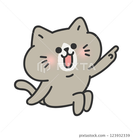 A cute cat sitting and pointing A cute cat sitting and pointing 123932339