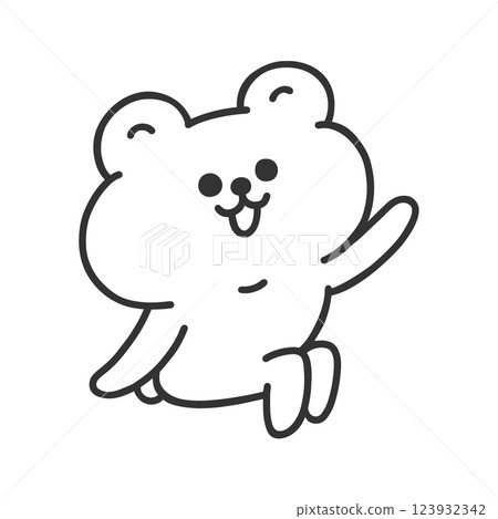一隻可愛的熊坐著舉起手線畫 123932342