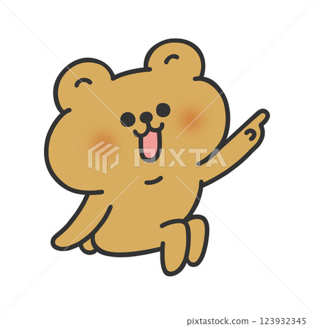 一隻可愛的熊坐著指著 一隻可愛的熊坐著指著 123932345