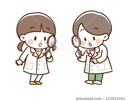 穿白大褂的放大鏡_孩子 123932503
