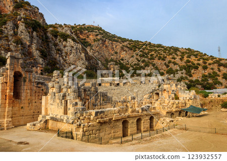 Ruins of ancient Greek-Roman theatre of Myra in Demre, Antalya province in Turkey 123932557