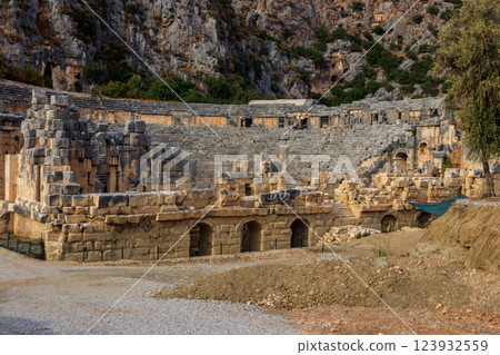 Ruins of ancient Greek-Roman theatre of Myra in Demre, Antalya province in Turkey Ruins of ancient Greek-Roman theatre of Myra in Demre, Antalya province in Turkey 123932559