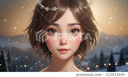 雪和女孩 123932645