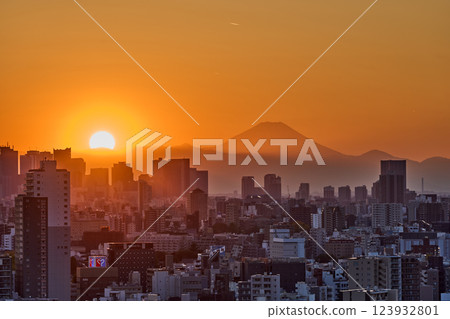 東京和富士山的夜景 123932801