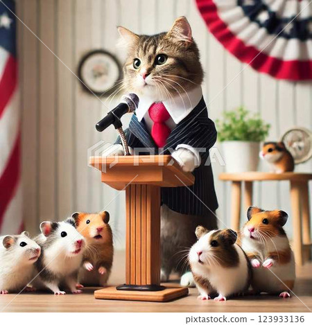 Cat giving a speech 123933136