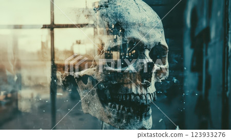 Skull with Reflections of Decay and Ruin Skull with Reflections of Decay and Ruin 123933276