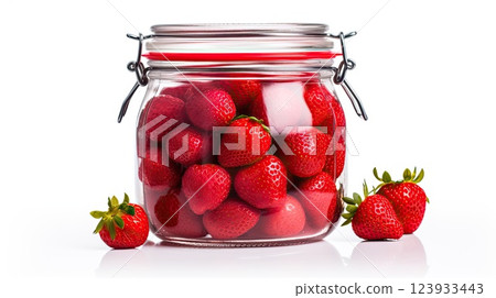 Strawberries in jar. Generative AI 123933443