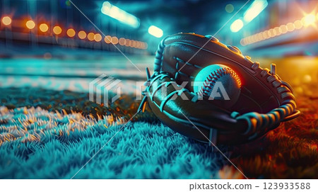 Baseball mitt angle. Generative AI 123933588