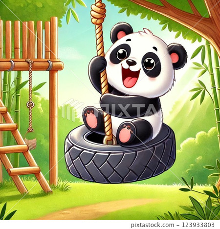 Panda in the zoo 123933803