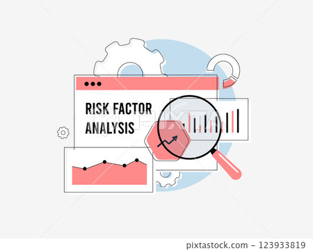 Risk factor analysis and prediction model for effective risk management. Data-driven risk assessment, forecasting and decision-making with advanced analytics and monitoring tools vector illustration 123933819