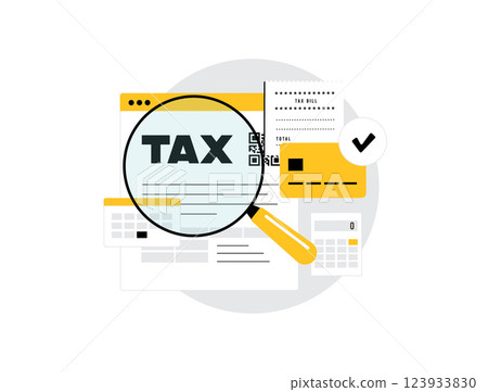 Online tax payments with debit card, credit card or digital wallet. Secure tax transactions, electronic payments, and financial management for individuals. Fast and convenient personal tax processing 123933830