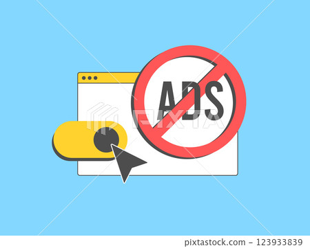 Ad blocking technology for secure browsing, preventing pop-ups and unwanted ads. Online privacy protection with ad filters and anti-tracking tools. Digital security with efficient ad-blocking software 123933839