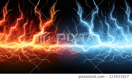 "Comparative red and blue energy background" 123933927