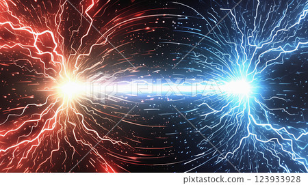 "Comparative red and blue energy background" 123933928