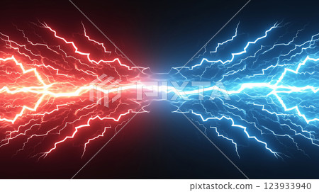 "Comparative red and blue energy background" 123933940