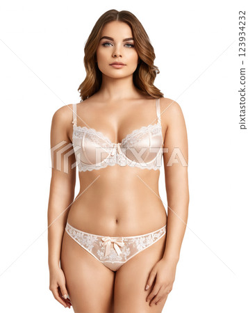 luxurious bridal balconette bra crafted from semi-transparent lace and satin. The soft cups are embroidered with floral lace, and 123934232