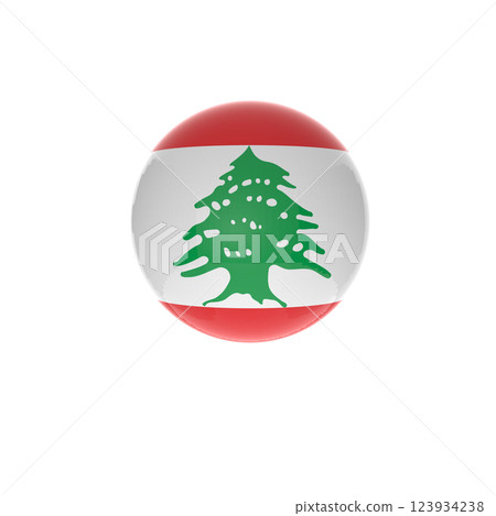 Lebanon flag in glossy round button of icon Lebanon flag in glossy round button of icon 123934238