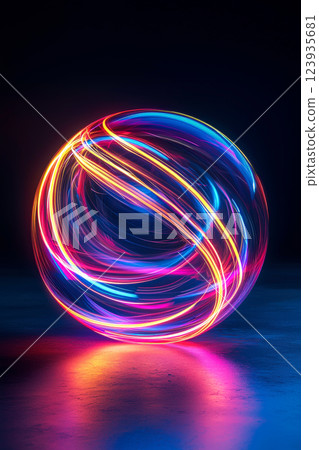 Colorful light spheres floating on a black background Colorful light spheres floating on a black background 123935681