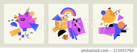 Set of bright posters with geometric shapes 123935764