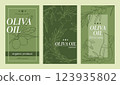 Olive oil and olives banners, labels. Hand drawn vector illustration. 123935802