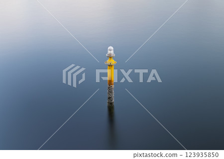 河上的黃色標誌,長時間曝光 河上的黃色標誌,長時間曝光 123935850
