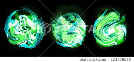 Fluorescent green fireball set Fluorescent green fireball set 123936020