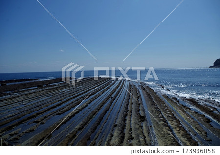 Ogre's Laundry Board: A strange rock formation on the Nichinan Coast Ogre's Laundry Board: A strange rock formation on the Nichinan Coast 123936058