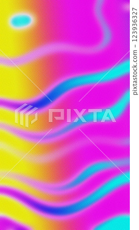 Vibrant Psychedelic Wave Pattern in Pink, Yellow, Blue for Retro 80s, Acid Style 123936327