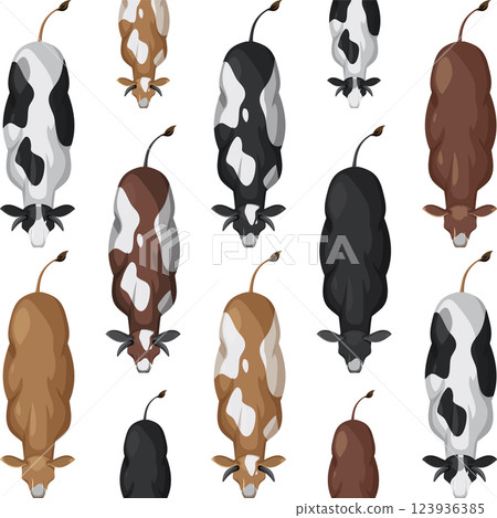 Colorful Cows Grazing in Harmony 123936385