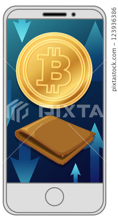 Mobile Cryptocurrency Wallet and Bitcoin Concept Mobile Cryptocurrency Wallet and Bitcoin Concept 123936386